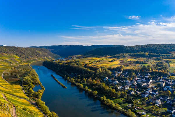 Beautiful view of Zeller Hamm loop on the Moselle River