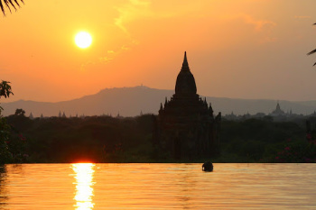 Irrawaddy River at sunset in burma myanmar