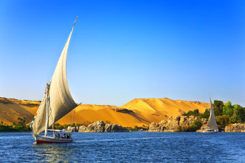 Traditional sailing vessel along the Nile River in Egypt