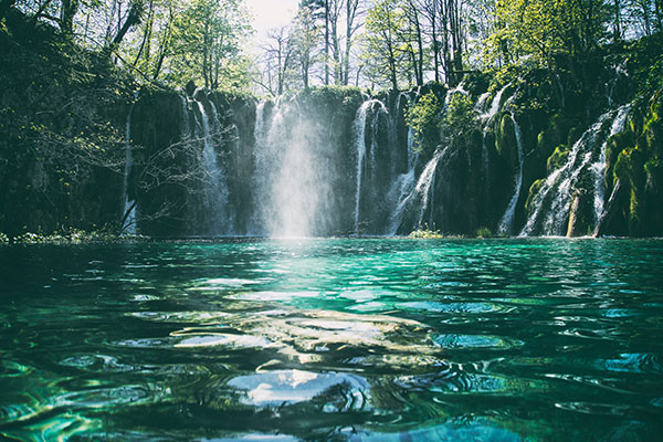 One of the many crystal clear lakes in Plitvice Lakes National Park located in Croatia.
