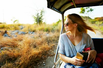 Young woman on safari