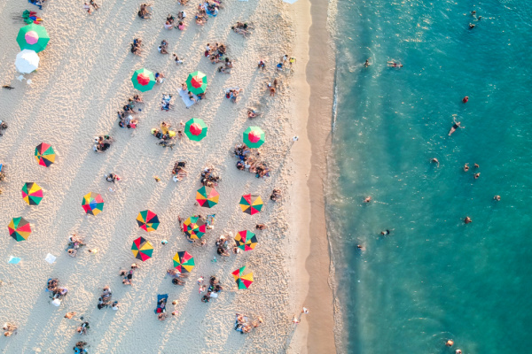 Crowded beach in Brazil.