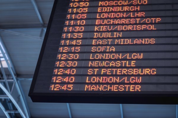 Departure board at the airport