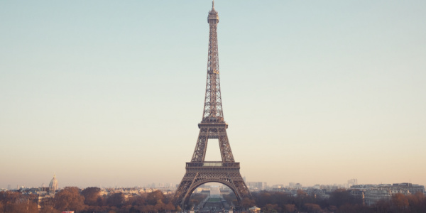 An iconic tourist attraction, the Eiffel Tower, in France.