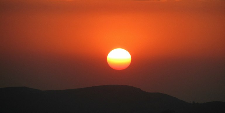Bright red sunset in Ethiopia
