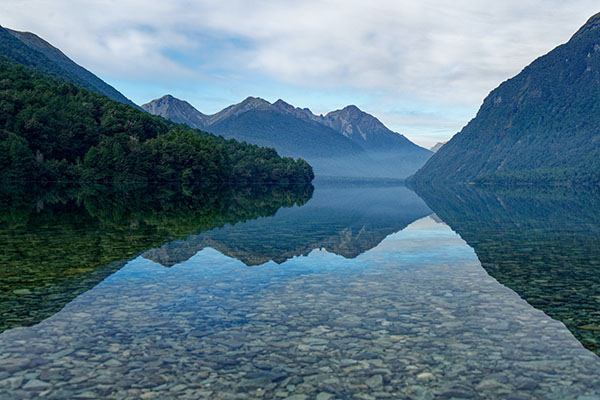 Gun Lake in Fiordland National Park, New Zealand.