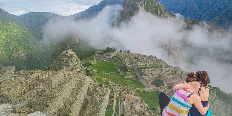 Two friends on a trip to Machu Picchu