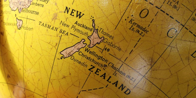 New Zealand on the globe