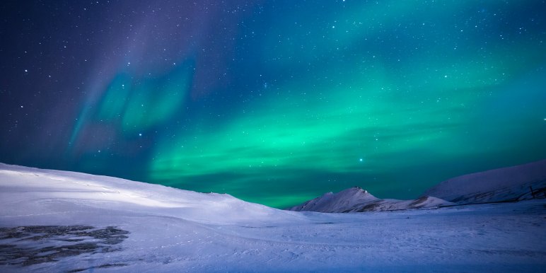 Soft glowing lights of the aurora borealis