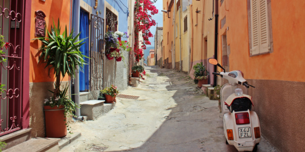 A colorful street in Italy.
