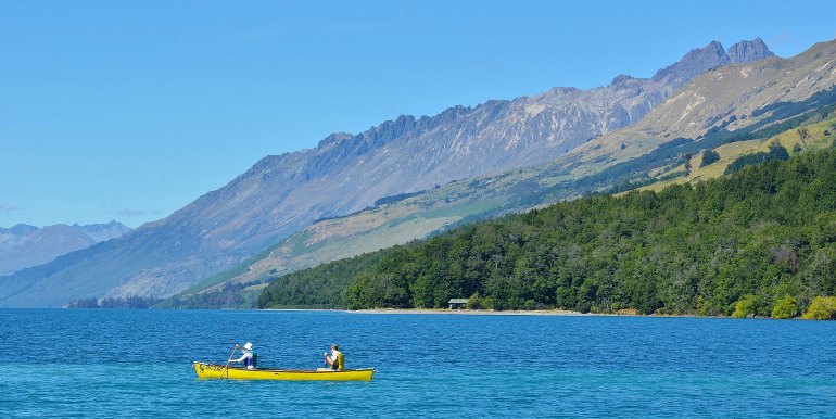 Couple kayaking in New Zealand
