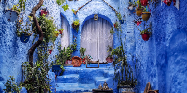 A beautiful blue colored destination in Chefchaouen, Morocco.