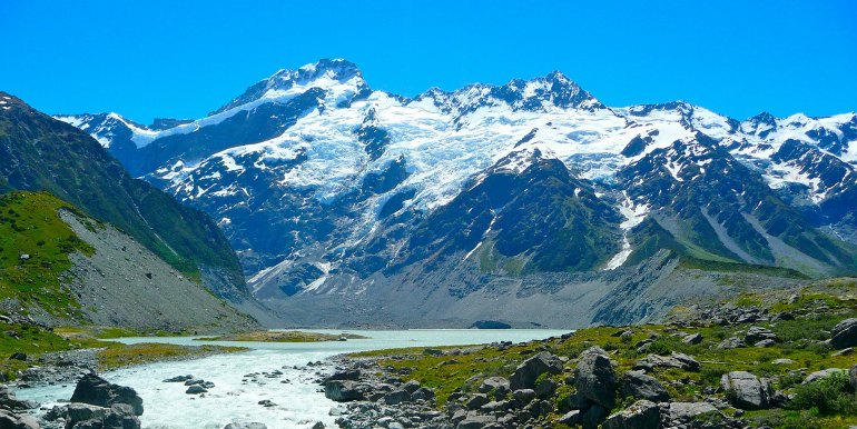 Snowy mountain in New Zealand