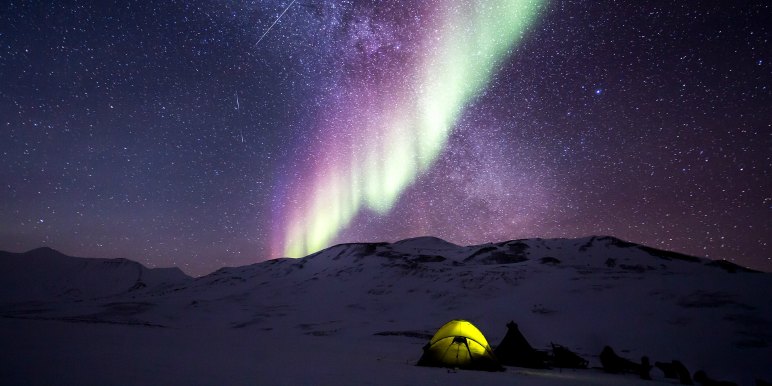 Amazing northern lights colors in Arctic