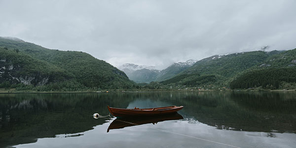 Boating in Hardangerfjord, Norway.