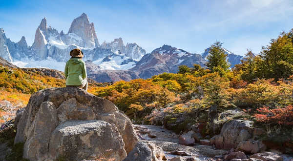 Female traveler enjoying Overseas Adventure Tour in Patagonia, Argentina