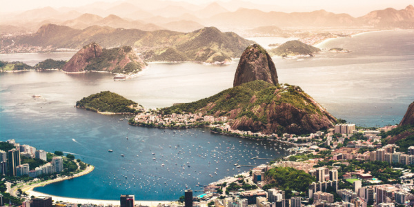 A bird's eye view of beautiful Rio, Brazil.