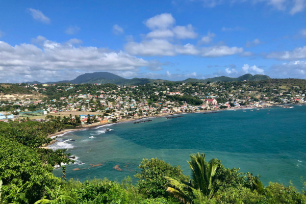 Beautiful blue skies and ocean in Saint Lucia.