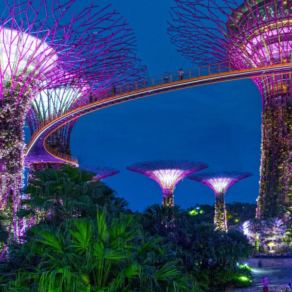 Singapore structures at dusk