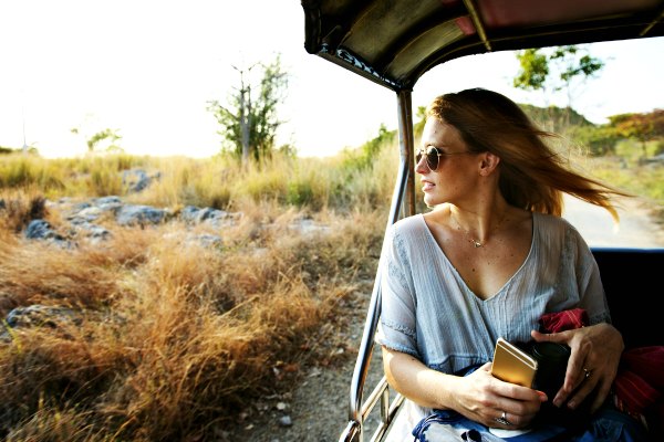 Young woman on safari