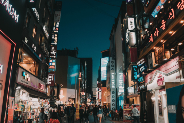 Night time shopping in South Korea.