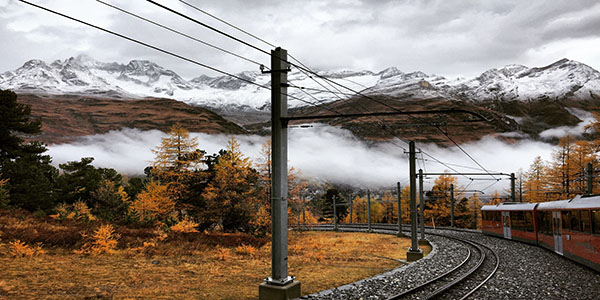 A beautiful from a train ride in Zermatt, Switzerland.