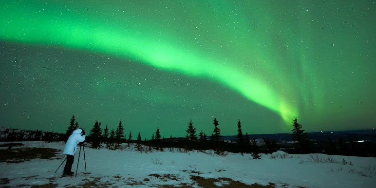 Taking photographs of the northern lights