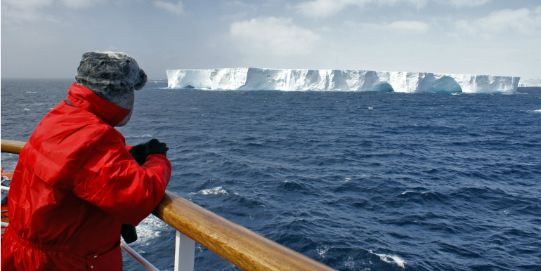 Traveler on a cruise in Antarctica
