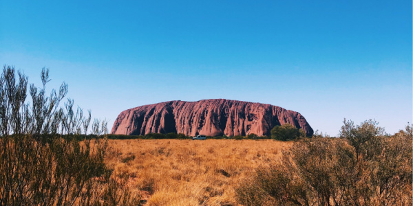 Sunny day at Uluru in Australia.