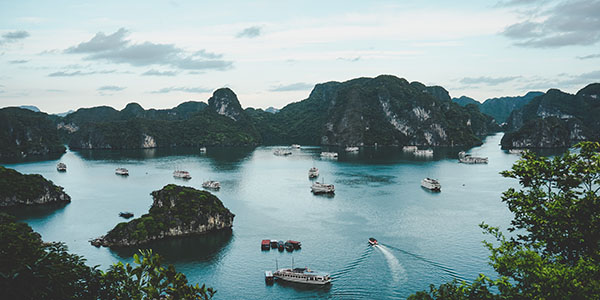 Boats in Hạ Long, Vietnam.